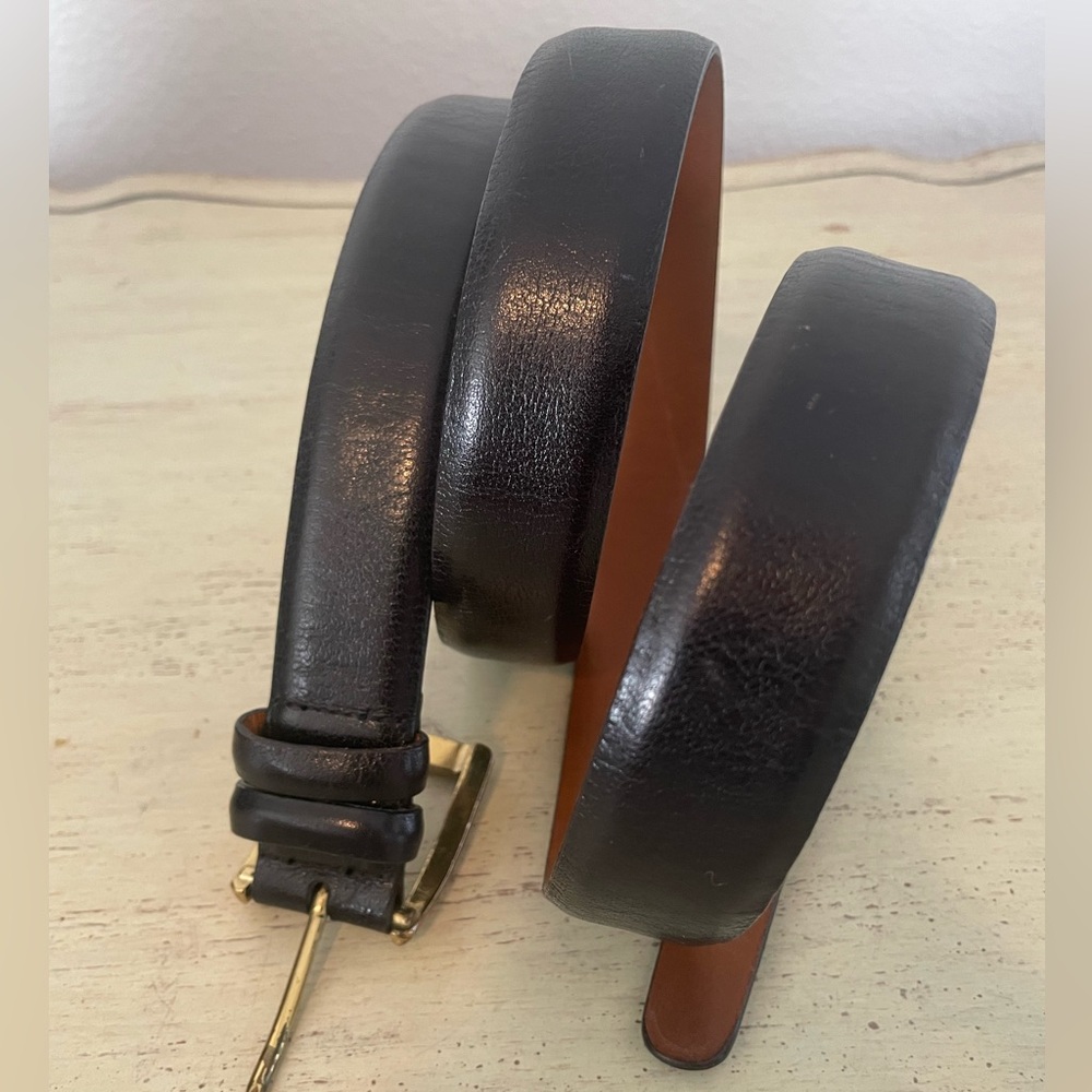 TRAFALGAR Made‎ in USA Glazed Capra Classic Leather Belt in Black Size 42 $105